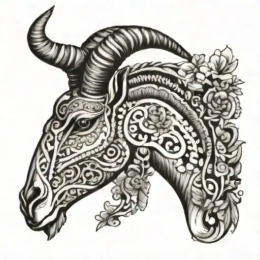 gazelle horns with arabic tattoo design idea