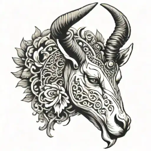 gazelle horns with arabic tattoo design idea