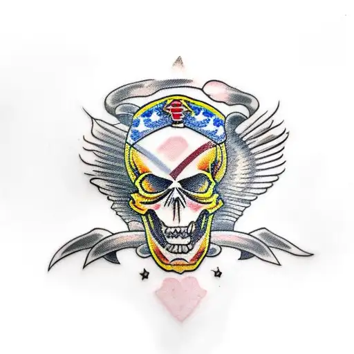 Speed skull weaning eagles helmet tattoo design idea