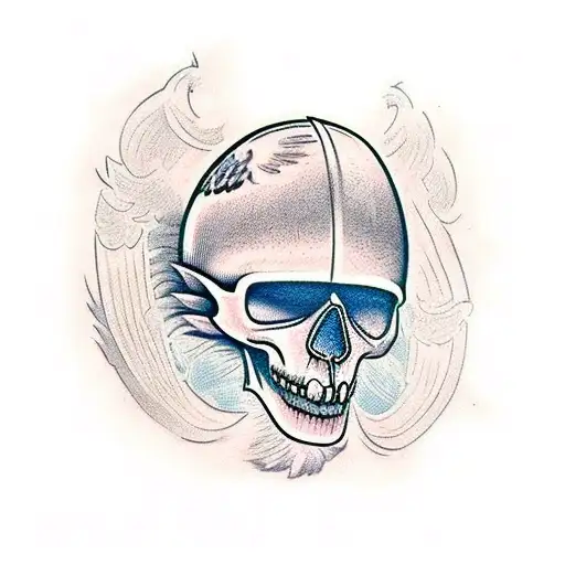 bert Grimm skull weaning eagles helmet tattoo design idea