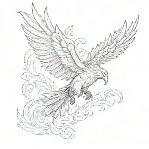 phoenix flying tattoo design idea