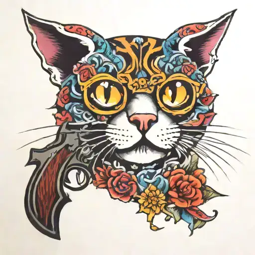cat gun tattoo design idea