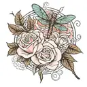 rose and dragonfly tattoo design idea