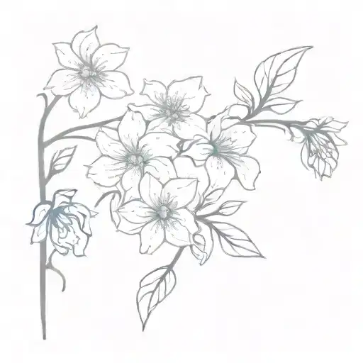 January, may, and June birth flowers on a straight vine tattoo design idea