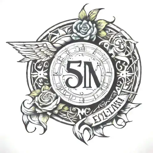 roman numeral 5 czech and english  tattoo design idea