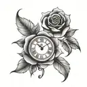 clock 3 roses   tattoo design idea