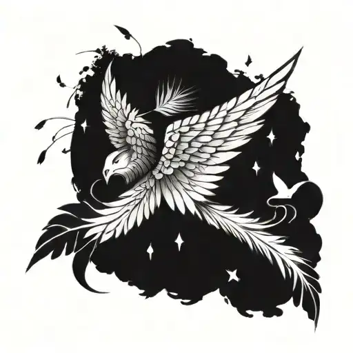 Icarus wing with feathers falling off tattoo design idea