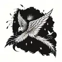 Icarus wing with feathers falling off tattoo design idea