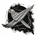 Icarus wing with feathers falling off tattoo design idea