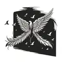 Icarus wing with feathers falling off tattoo design idea
