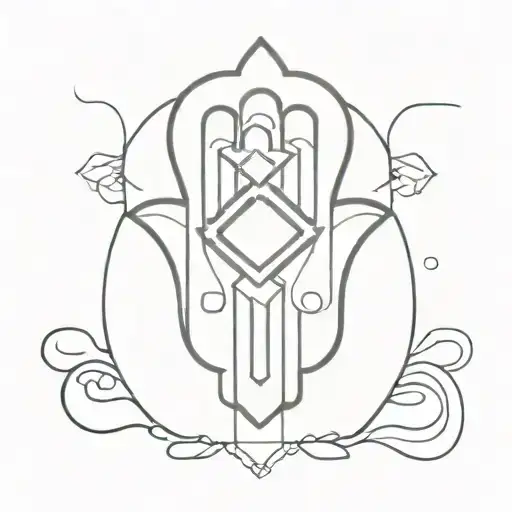 hamsa and heart shape tattoo design idea