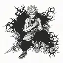 Combine elements from Hunter x Hunter, Baki Hanma, Naruto, and Black Clover to create a unique anime crossover tattoo design tattoo design idea