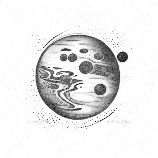 small pluto planet with color tattoo design idea