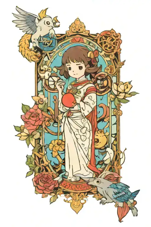 studio ghibli as tarot card tattoo design idea
