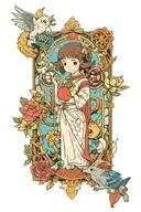 studio ghibli as tarot card tattoo design idea