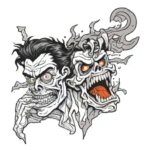 evil dead in blacknight tattoo design idea