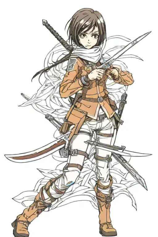 mikasa ackerman from attack on titan in ODM gear, holding swords  tattoo design idea