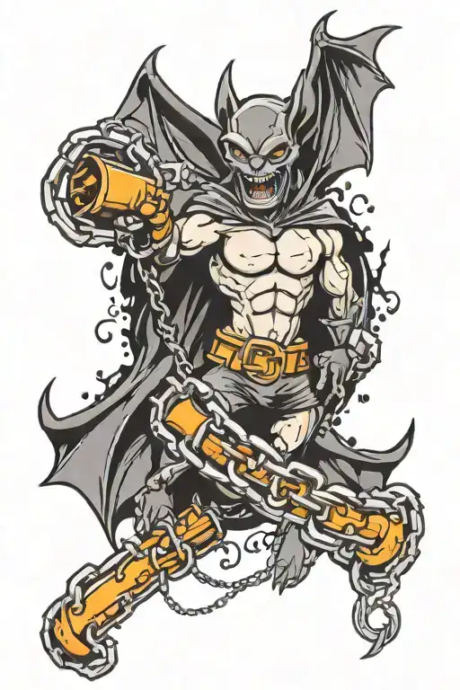  Bat with a torch and in chains tattoo design idea