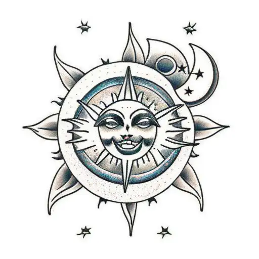 Sun and Moon, Live Forever, Rose tattoo design idea