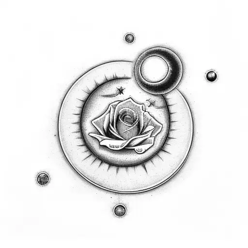 Sun and Moon, Live Forever, Rose tattoo design idea