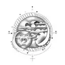 Sun and Moon with the words Live Forever tattoo design idea