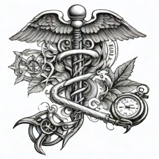 Combine medical symbols like the caduceus or stethoscope with elements of stoicism in a tattoo design tattoo design idea
