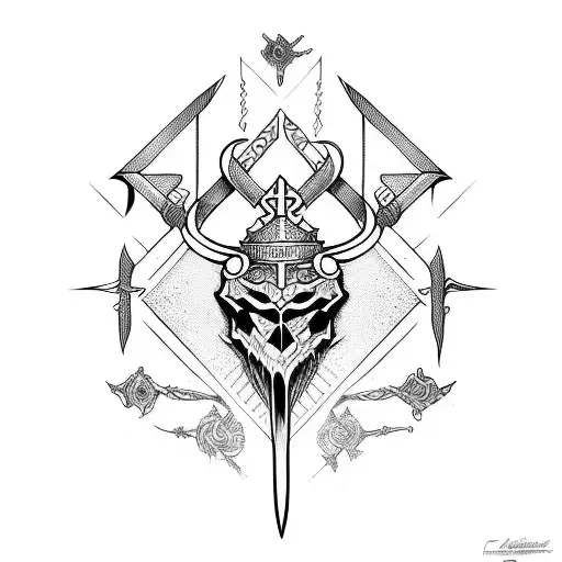 cross with wrapping swords tattoo design idea