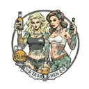 create for me a pic of two thick fitness chicks holding whiskey bottles and covered in tattoos tattoo design idea