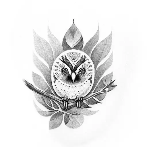 A beautifully detailed Shahin bird perched on a coffee bean branch tattoo design idea