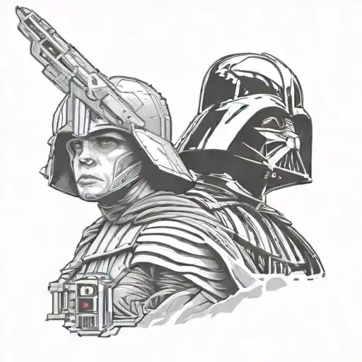 darth vader vs anakin tattoo design idea