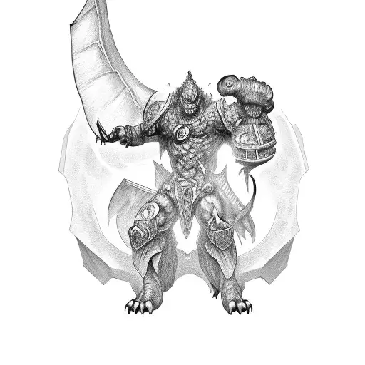 mythosaur with text ring tattoo design idea