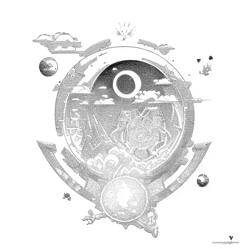 fortune favours brave and phases of moon tattoo design idea