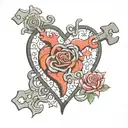 Jigsaw puzzle heart with 4 pieces (the middle is the lock and the other pieces  are 3 keys) tattoo design idea