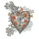 Jigsaw puzzle heart with 4 pieces (the middle is the lock and the other pieces  are 3 keys) tattoo design idea
