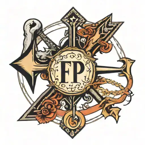 the letters FPE with an arrow through the middle tattoo design idea