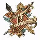 the letters FPE with an arrow through the middle tattoo design idea
