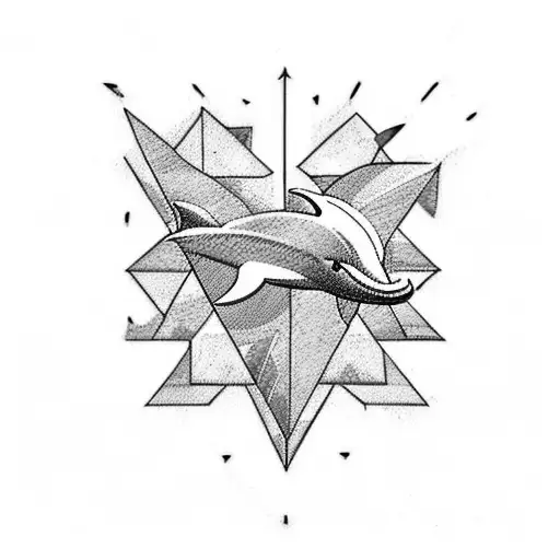 Miami dolphin with triangle tattoo design idea