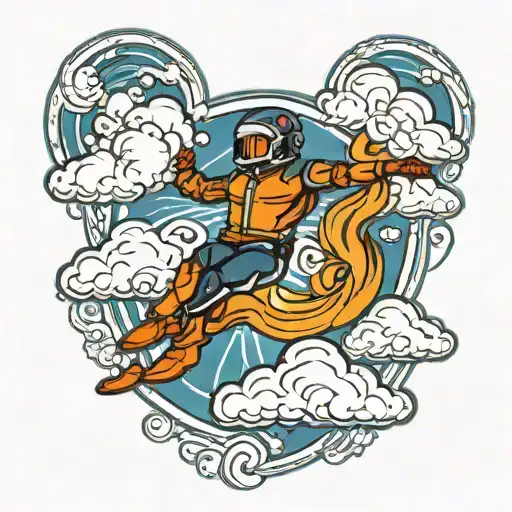 air element, clouds, skydiving configuration tattoo design idea