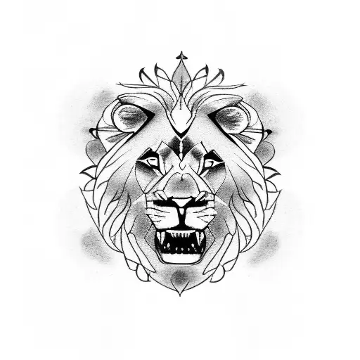 lion with prayer hands tattoo design idea