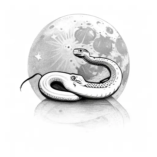Sword a snake wrapped around it, there is a moon motif on the back of the hilt  tattoo design idea