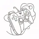 A minimalist tattoo of a joystick and heart symbolizing the connection between gaming and family tattoo design idea