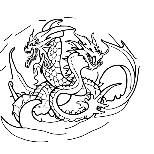 Create a minimalist dragon tattoo inspired by old school tattoo techniques, focusing on bold lines and simple shapes tattoo design idea