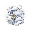 cloud with lightning and rain tattoo design idea