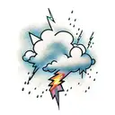 cloud with lightning and rain tattoo design idea