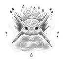 cloud with lightning and rain tattoo design idea