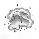 cloud with lightning and rain tattoo design idea