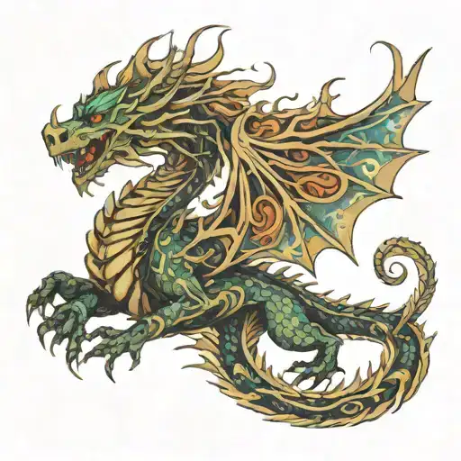 nordic dragon emerging representing imagination tattoo design idea