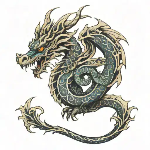 nordic dragon emerging tattoo design idea
