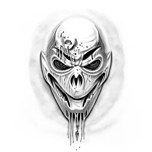 Mick Thomson mask blood tattoo design idea