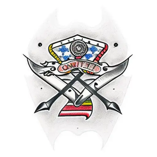 combat knife with the numbers 9 and 6 on the handle tattoo design idea